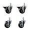 Service Caster 3'' Black Polyurethane Wheel Swivel 3/4'' Square Stem Caster Set 2 Brakes, 4PK SCC-SQ20S314-PPUB-BLK-PLB-34-2-S-2 - alternate 1